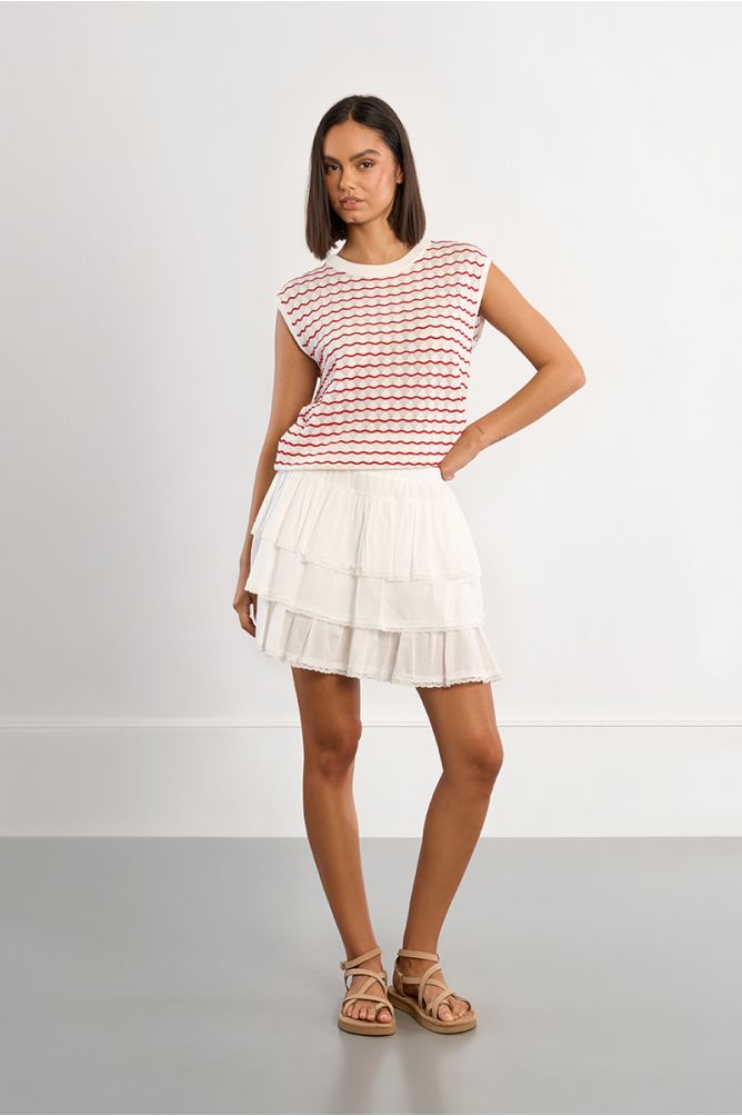 Jersey de mujer de manga corta, estampado rayas.