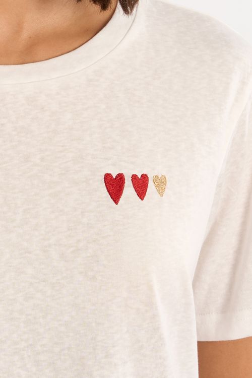 Embroidered hearts T-shirt