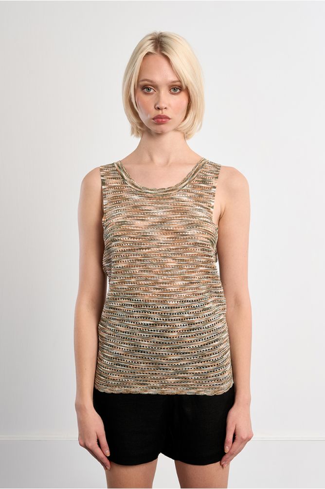 Striped knit tank top