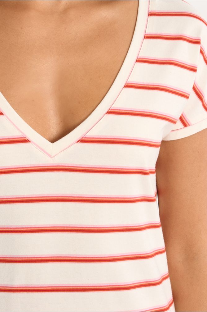 T-shirt à rayures rouges