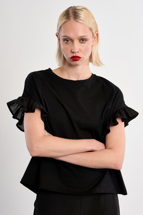 T-shirt décontracté aux manches volantées