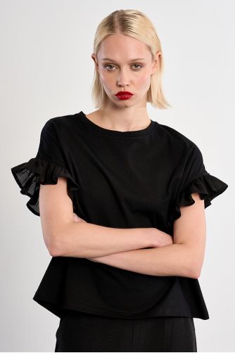 T-shirt décontracté aux manches volantées