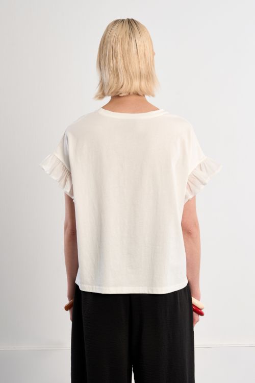 T-shirt décontracté aux manches volantées