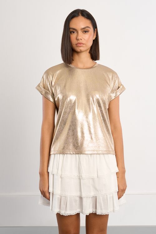 T-shirt doré, effet métallisé