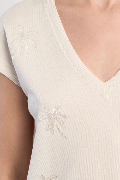 Short-sleeved knit with palm tree motifs