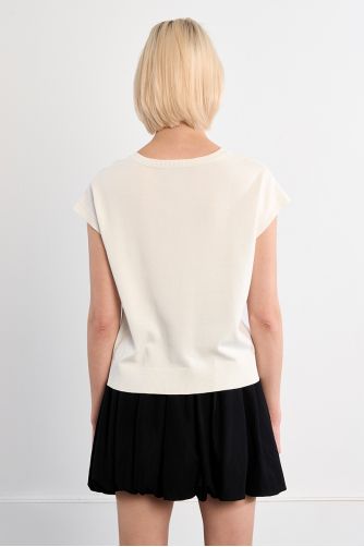 Maille manches courtes aux motifs palmiers