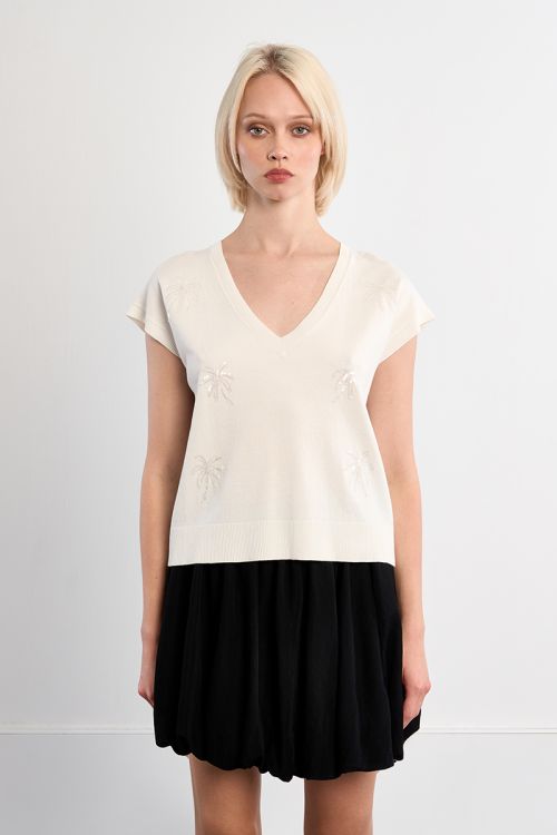 Jersey de mujer de manga corta, con estampado.
