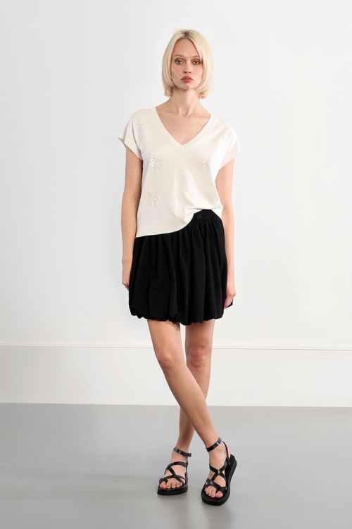 Short-sleeved knit with palm tree motifs