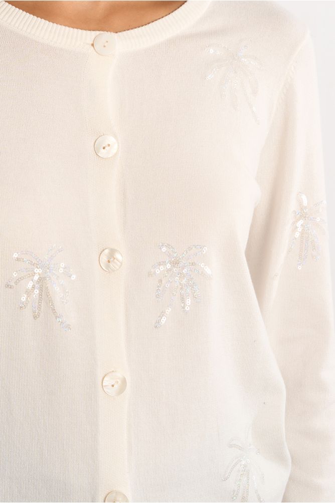 Cardigan with palm tree motifs