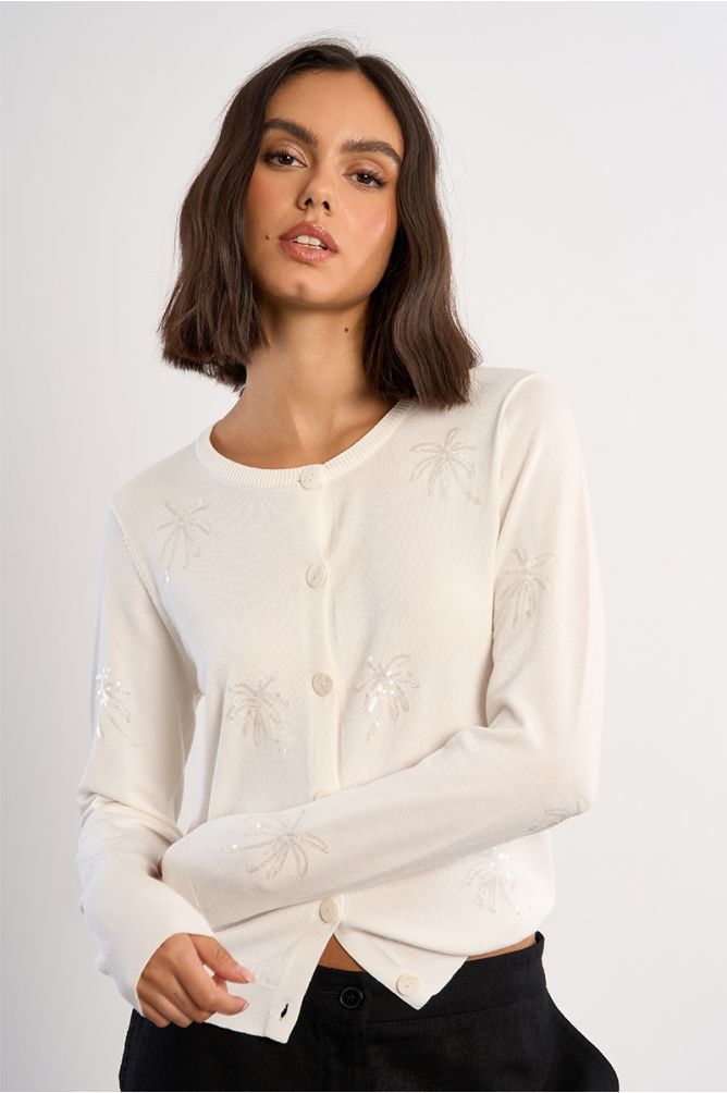 Cardigan aux motifs palmiers
