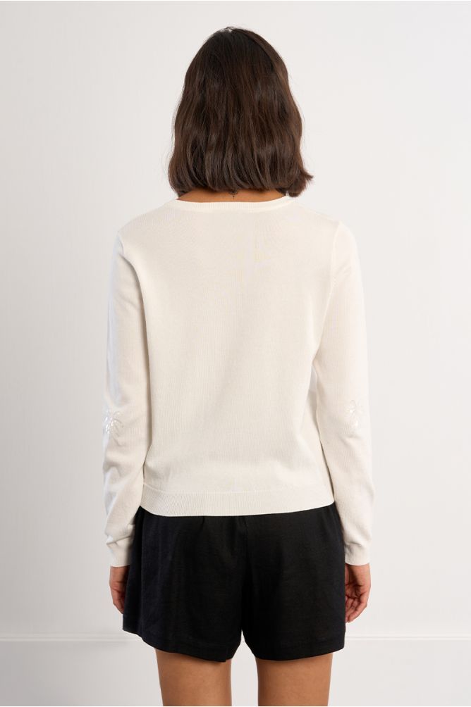 Cardigan with palm tree motifs