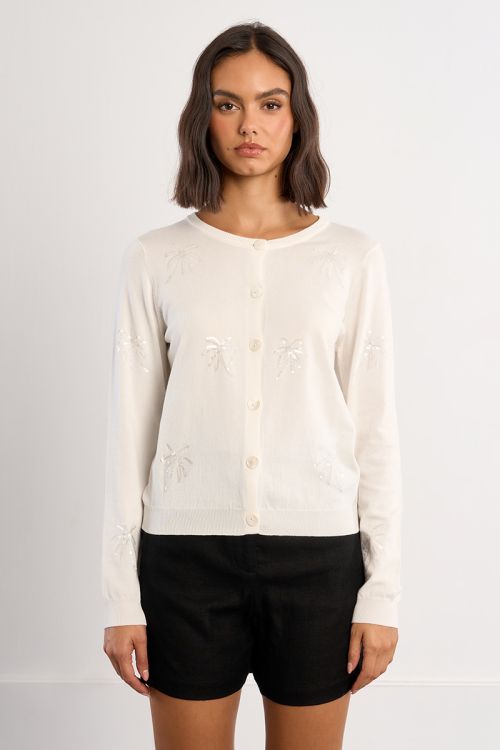 Cardigan with palm tree motifs