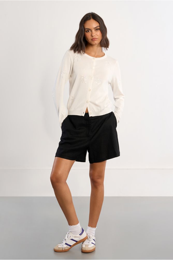 Cardigan with palm tree motifs