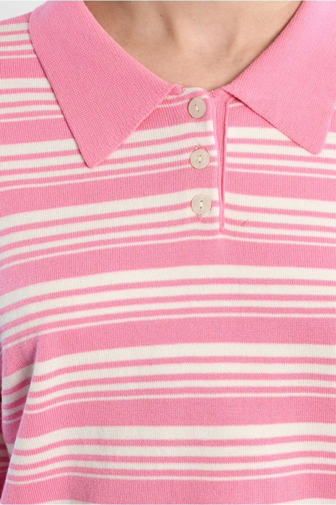 Jersey de mujer de manga corta, estampado rayas.