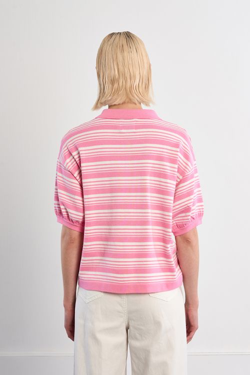 Casual striped knit polo shirt