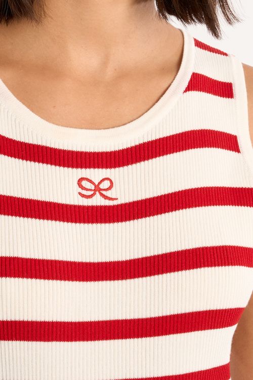 Striped ribbed mini dress