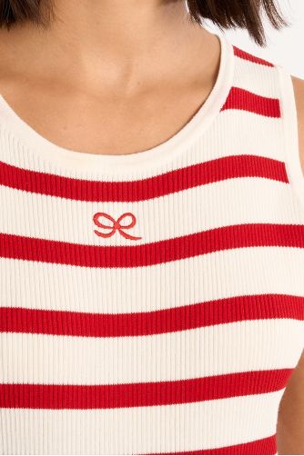 Mini robe côtelée rayée