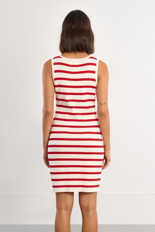 Striped ribbed mini dress
