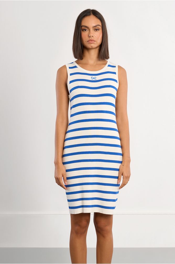 Mini robe côtelée rayée