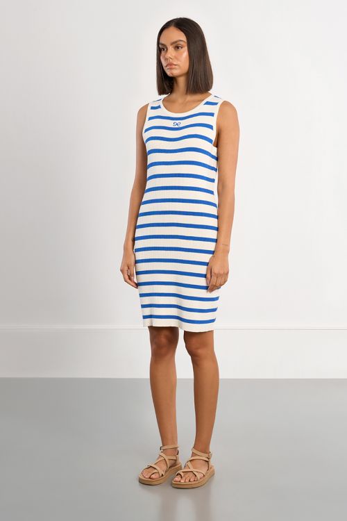 Striped ribbed mini dress