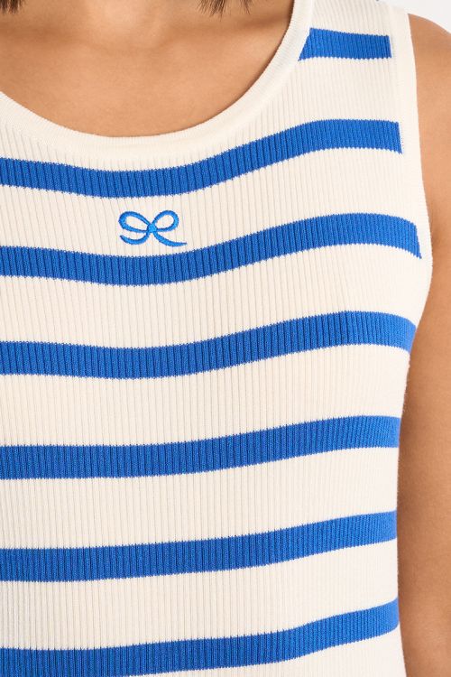 Striped ribbed mini dress
