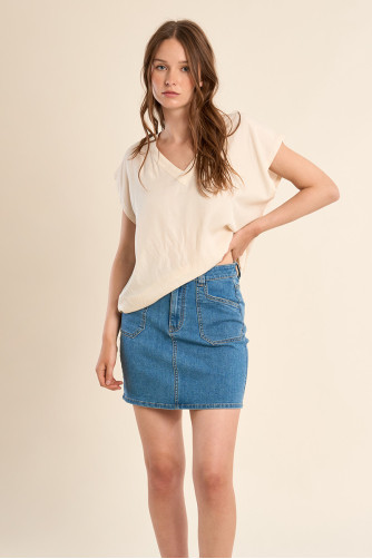 Short denim skirt