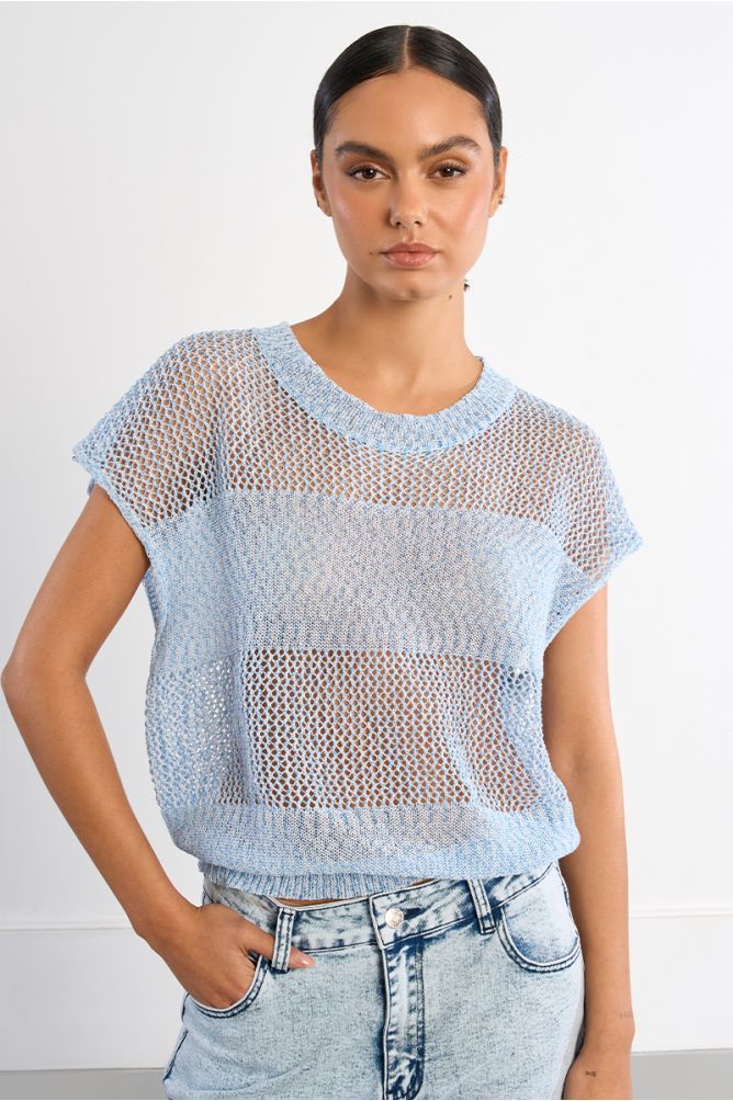 Haut en maille filet sans manches