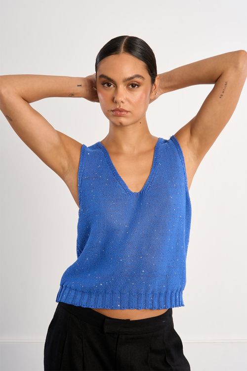 Knitted tank top, iridescent