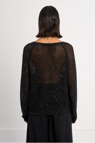 Pull en col V, parsemé de strass