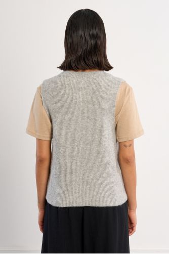 Sleeveless cardigan, buttoned