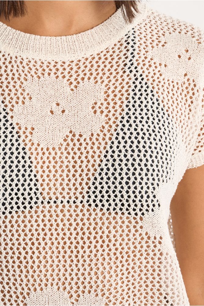 Haut en maille fine avec détails fleurs