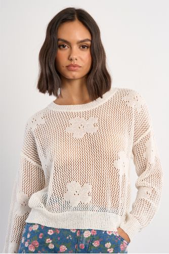 Pull en maille fine avec détails fleurs