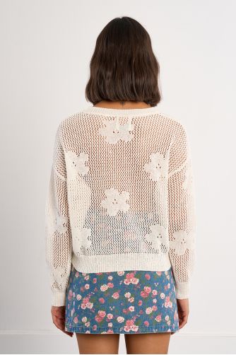 Pull en maille fine avec détails fleurs