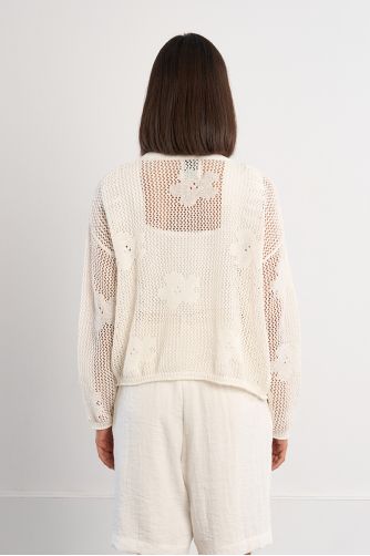 Cardigan en maille fine avec détails fleurs