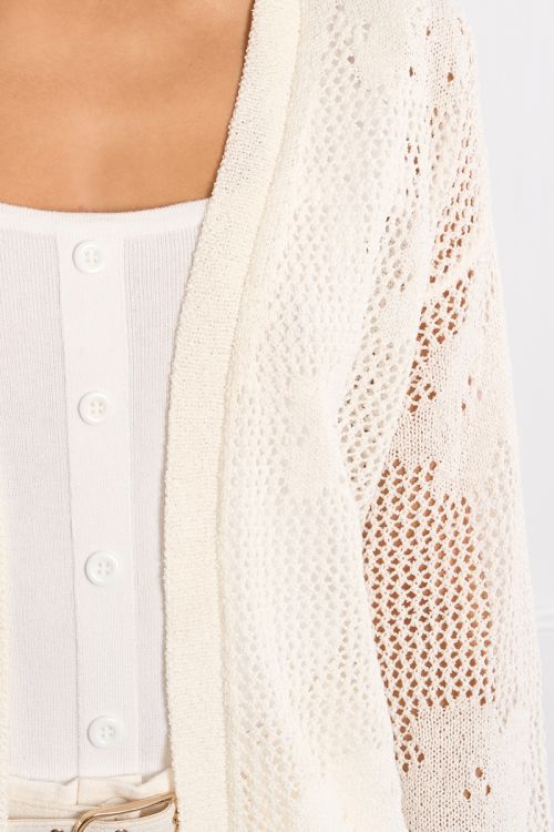 Fine knit cardigan with floral details