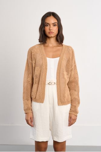 Cardigan en maille fine avec détails fleurs