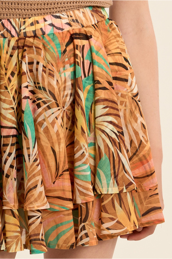 Printed mini skirt with ruffles