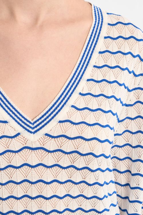 Striped V-neck knit