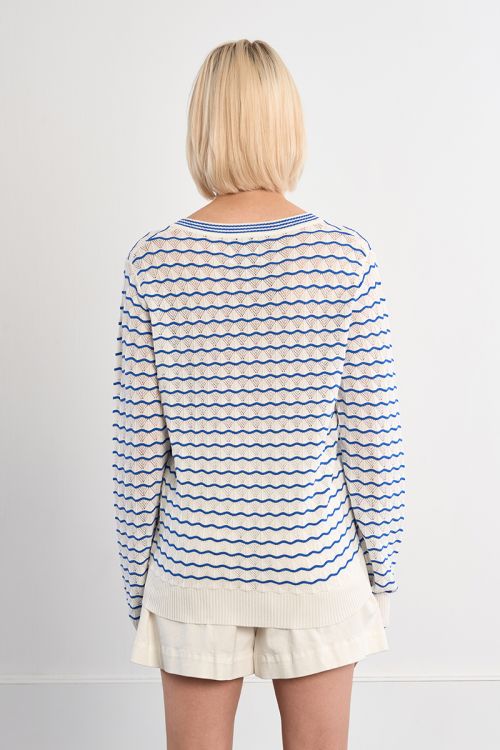Striped V-neck knit