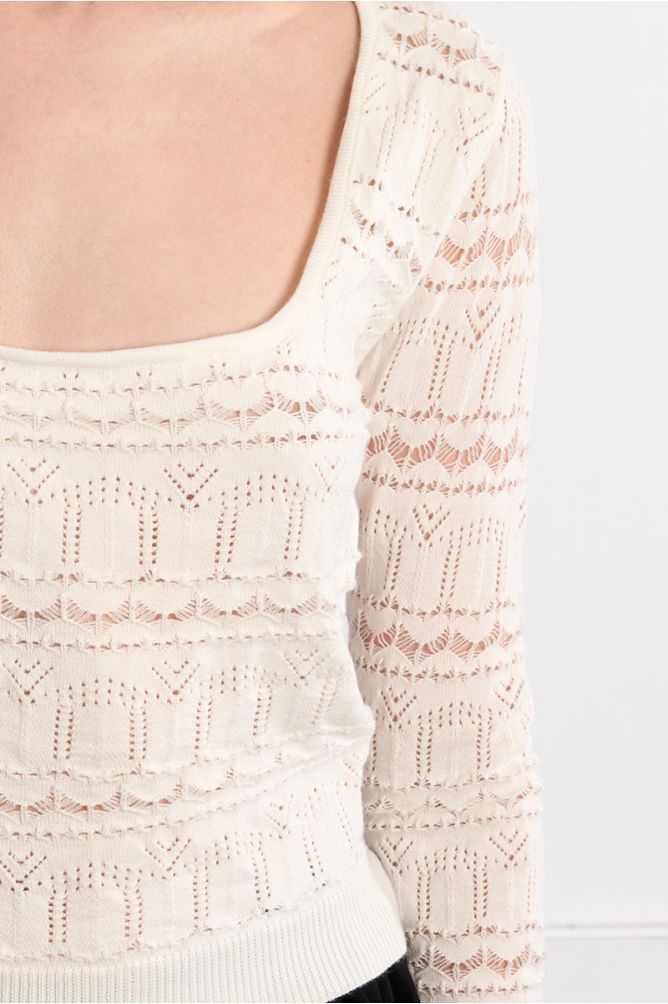 Jersey de mujer de manga larga, en punto calado.