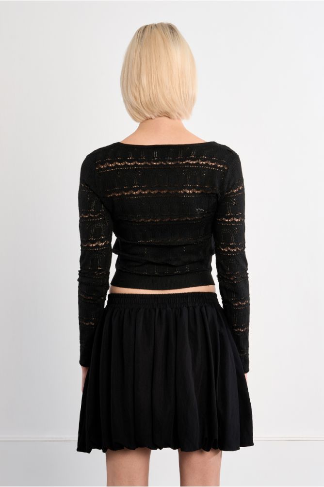 Square neck crochet knit