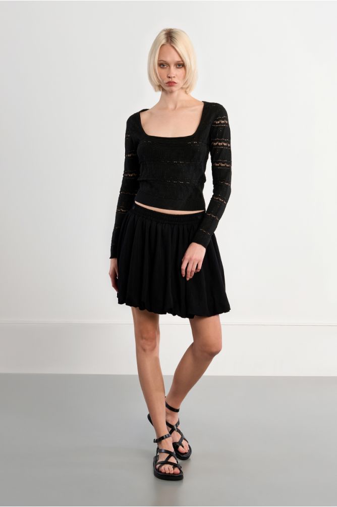 Square neck crochet knit