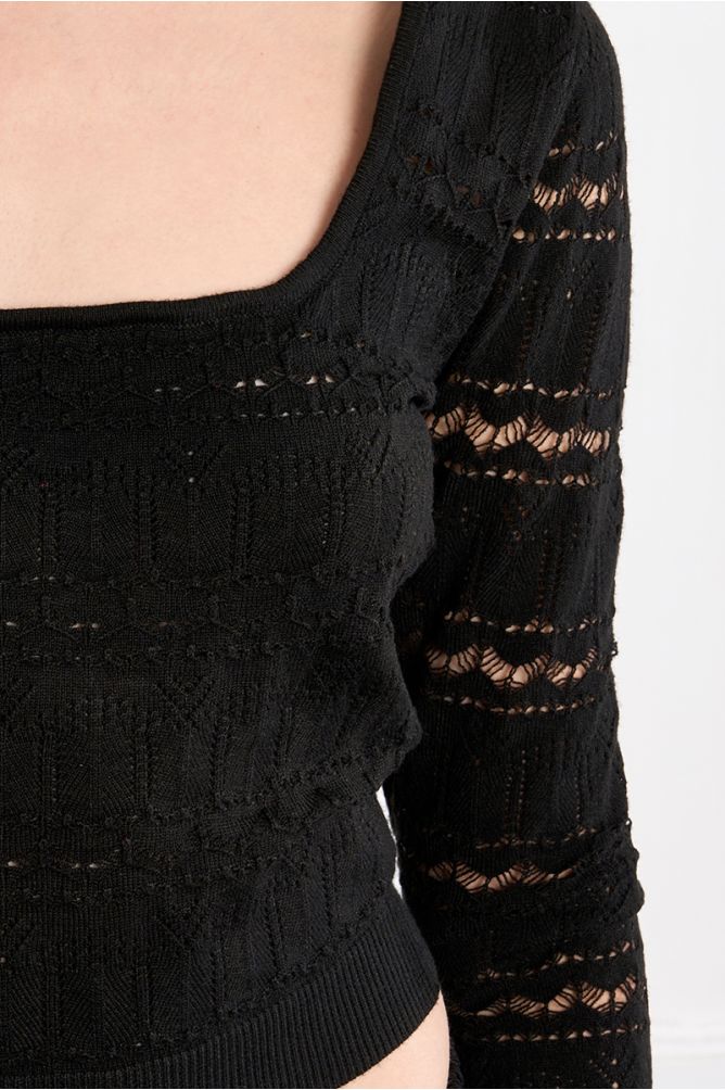 Square neck crochet knit