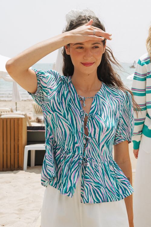 Zebra drawstring top