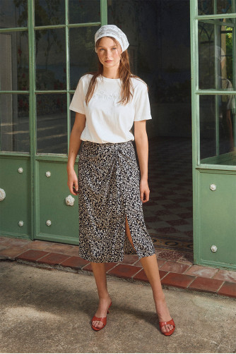 Long floral print skirt