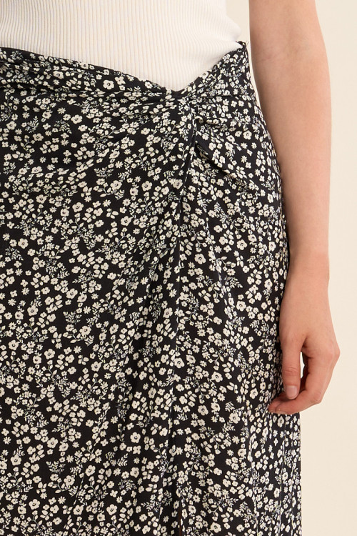 Jupe longue porte-feuille, à imprimé floral