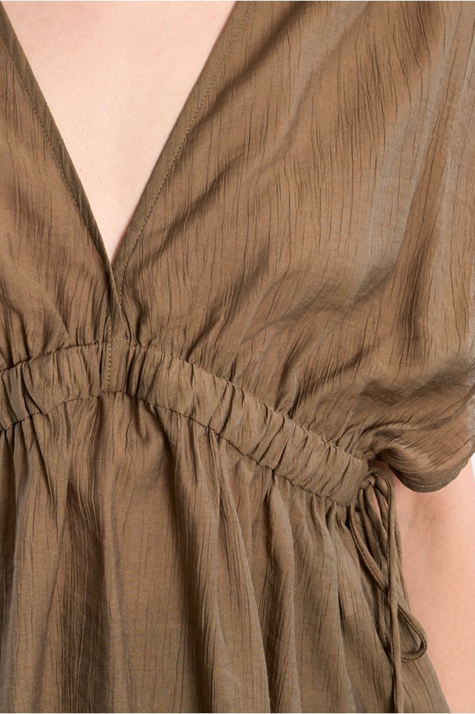 Flowing top with drawstrings