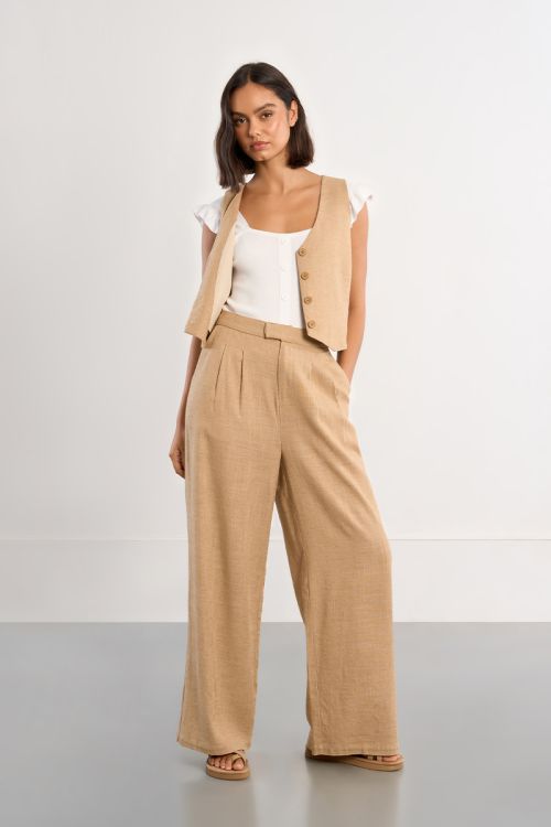 Pantalon large en lin