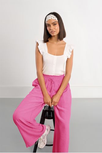 Pantalon large taille haute