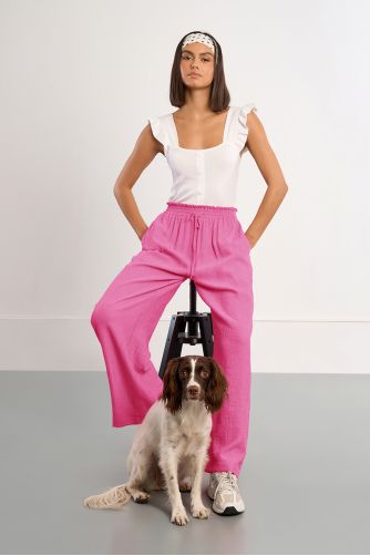 Pantalon large taille haute